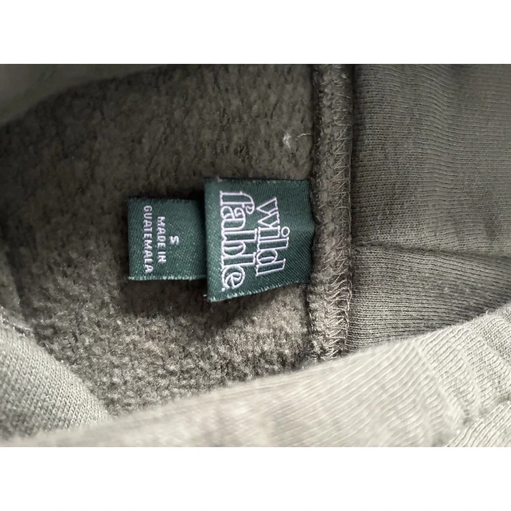 Wild Fable Womens Olive Green Cropped Hoodie‎ Raw Hem Pullover Sweatshirt Small - Picture 7 of 10
